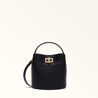 Furla Amelia Borsa A Secchiello L Nero Nero Pelle Di Vitello Granata Donna