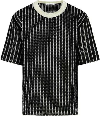 Jil Sander Crochet Black Cotton T-Shirt