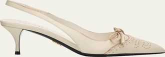 Prada 55mm Perforated Leather Slingback Pumps