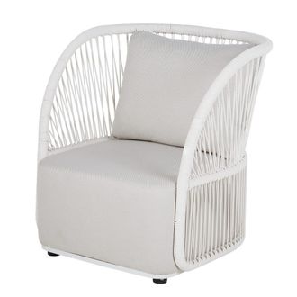 Maisons du monde Sill&oacute;n de exterior de fibra de poliolefina gris perlado y cuerda blanca