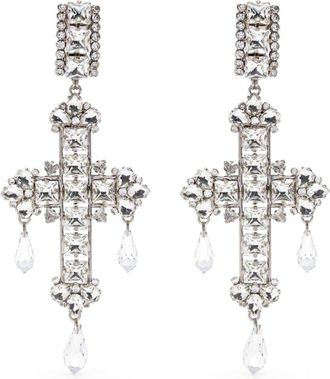 Alessandra Rich crystal-embellished earrings - women - Crystal/Brass - One Size - White