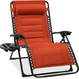 Best Choice Products Oversized Padded Zero Gravity Chair, Folding Outdoor Patio Recliner w/ Side Tray