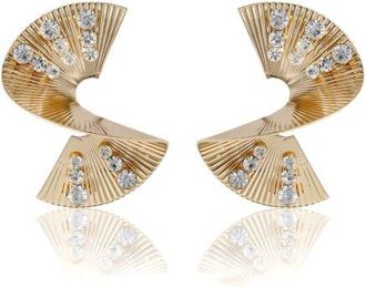 BCBGeneration eneration Sculpted Fan Crystal Earrings in Gold at Nordstrom