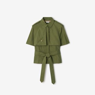 Burberry Cropped Cotton Poplin Trench Shirt, Size: 02