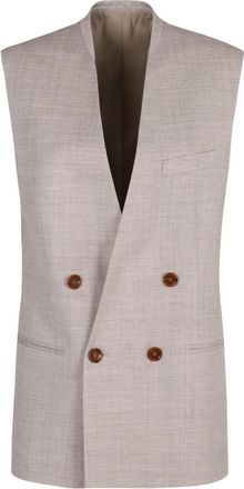 Philosophy di Lorenzo Serafini Jassen, Dames, Grijs, S, Wol, Double-breasted wollen zijden gilet