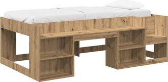 vidaXL Cama Infantil Con Almacenamiento Roble Artisan 100 X 200 Cm Vidaxl