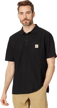 Carhartt Work in Progress Loose Fit Midweight Short Sleeve Pocket Polo Mens Clothing Black : XL (Reg), Cotton/Polyester