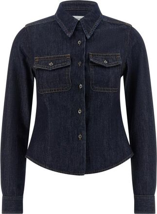 Dries Van Noten Cellie Den Katoenen Denim Blouse - Dames - Spijkeroverhemden - Blauw - XS - Katoen - Overhemden