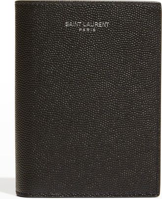 Saint Laurent Mens YSL Pebbled Leather Wallet