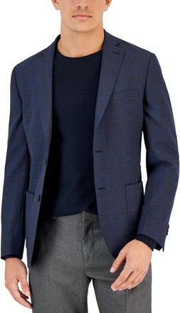 Bar III Mens Windowpane Slim Fit Two-Button Blazer