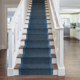 Runrug Stair Runner Carpet - Durable, Non-Slip, 7mm - Aztec in Blue | Size: 66 cm x 600 cm