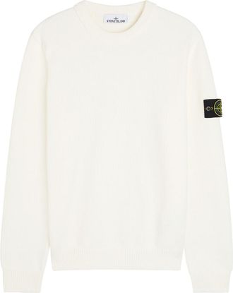 Stone Island Logo Stretch-cotton Jumper - Ivory - XL
