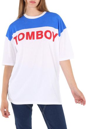 Filles A Papa Jersey T-Shirt White/Blue With Tomboy, Size 0