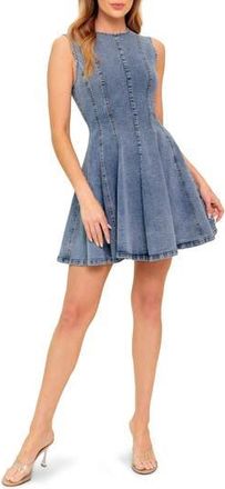 Flying Tomato Sleeveless Washed Denim Fit & Flare Minidress in Denim Acid at Nordstrom Rack, Size X-Small