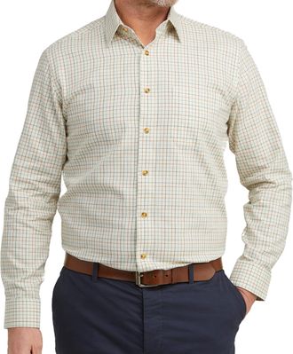 Double TWO Mens Tattersall Check Classic Shirts Outdoor Country Style Long Sleeve Shirt - Colour Green, Neck 16.5 Inches