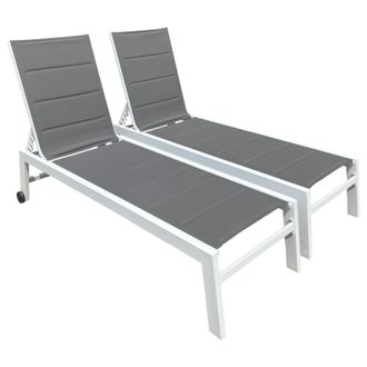 Happy Garden Happy Garden - Lote De 2 Tumbonas Barbados En Textileno Color Gris Aluminio Blanco