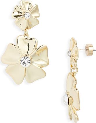 Nordstrom Pansy Drop Earrings in Clear- Gold at Nordstrom