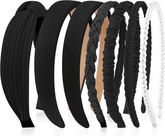 OEM Conjunto De Diademas Para Mujer - Set De 7 Piezas - Varios Estilos - Adornos De Perlas - Pl&aacute;stico - Apto Para Ni&ntilde;as Y Mujeres - Azul