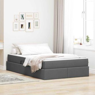 vidaXL vidaXL Letto con contenitore e materasso Grigio scuro 120 x 200 cm
