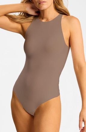 Commando Butter Crewneck Tank Thong Bodysuit in Truffle at Nordstrom, Size X-Large