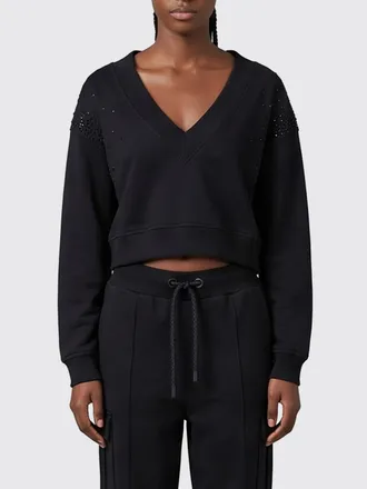 Patrizia Pepe Felpa cropped in cotone con strass