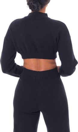Dai Moda Crop Mock Neck Sweater in Black at Nordstrom, Size Xx-Large