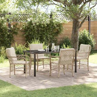 vidaXL Conjunto De Comedor De Jard&iacute;n Con Coj&iacute;n 5 Pcs Beige Polirat&aacute;n Vidaxl
