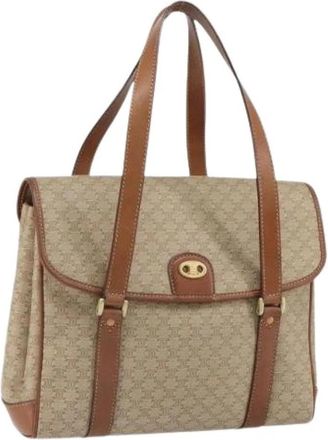 Celine Pre-owned Vintage Macadam Schoudertas - Dames - Vintage Handtas - Beige - ONE Size - Leer - Vintage
