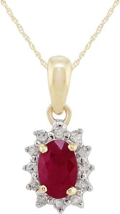 Gemondo Classic Oval Ruby & Diamond Cluster Pendant in 9ct Yellow Gold