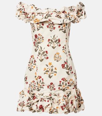 Agua Bendita Floral ruffled cotton minidress