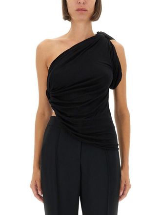 Rick Owens Black Solid One Shoulder Top
