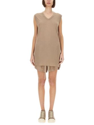 Rick Owens Beige Solid V Neck Top