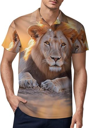 Generic Lion Sunset Mens Polo Shirt Casual Short Sleeve T-Shirt Sports Tees Tops XL