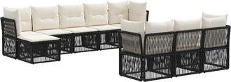vidaXL Conjunto De Sof&aacute;s De Jard&iacute;n 10 Uds. Negro Rat&aacute;n Sint&eacute;tico Vidaxl
