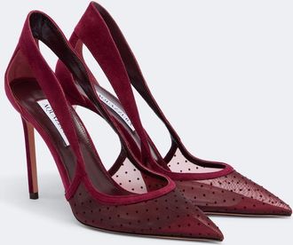 Aquazzura Dangerous Liaisons mesh and suede pumps