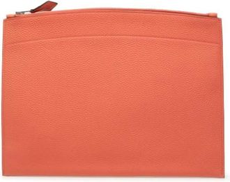 Herm&egrave;s Pre-owned Clutches, female, Orange, Size: ONE SIZE Pre-owned Leather Pouch