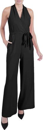 Julia Jordan Tie Waist Wide Leg Jumpsuit in Black at Nordstrom, Size 10