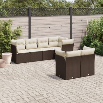 vidaXL Vidaxl - Set Divani Da Giardino 7 Pz Con Cuscini Marrone In Polyrattan