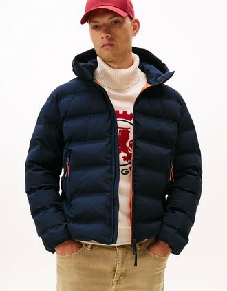 Tommy Hilfiger Mens Tommy Hilfiger Tech Heat Sealed Mens Quilted Jacket - Desert Sky - Blue/Black - Size: 40/Regular