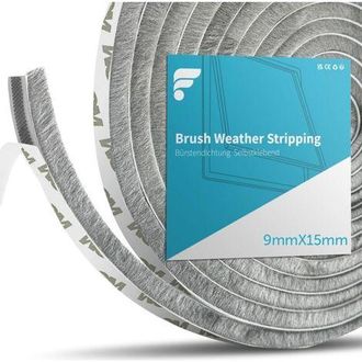 OEM Burlete Para Ventanas Y Puertas De 10 M X 9 X 15 Mm - Cepillo Insonorizado, Antipolvo Y Resistente Al Fr&iacute;o - Para Puertas Correderas, Color Gris