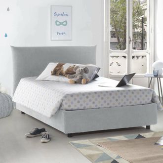 Talamo Italia Talamo Italia - Dmora - Cama De Plaza Y Media Dbranc, Cama Contenedor Con Revestimiento De Tela, 100% Made In Italy, Apertura Frontal, Con Colch&oacute;n Cm 