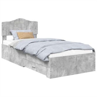 vidaXL Bed Frame with Drawer Concrete Grey 90 x 200 cm Engineered Wood vidaXL