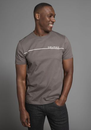 DELMAO T-Shirt DELMAO, Herren, Gr. XXL (60/62), grau, Single Jersey, Obermaterial: 100% Baumwolle, bedruckt, normal, Rundhals, abgesteppte Kante, Shirts T-Sh