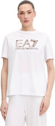 Emporio Armani Emporio Armani Ea7, Tops, Dames, Wit, S, Katoen, Logo T-shirt