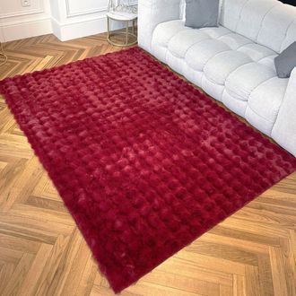 Nazar Rugs Alfombra suave roja aspecto burbujas - 80x150