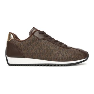 Michael Kors Schoenen, Dames, Bruin, 37 1/2 EU, Leer, Rhodes Signature Logo Trainer
