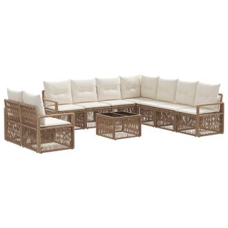 vidaXL Conjunto De Sof&aacute;s De Jard&iacute;n 10 Pcs Beige Rat&aacute;n Sint&eacute;tico Vidaxl