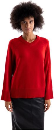 Marella Mllbuono V-neck Knit - Dames - V-hals truien - Rood - S - Wol - Truien & Vesten