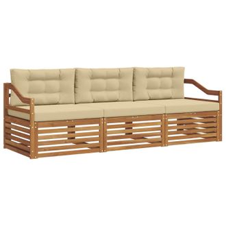 vidaXL Conjunto De Sof&aacute;s De Exterior Con Coj&iacute;n 3 Pcs Natural Y Beige Vidaxl