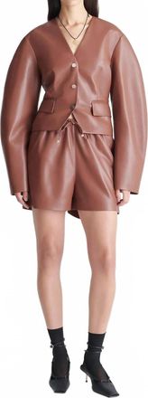 Nanushka Aniela Okobor Alt-Leather Shorts In Henna